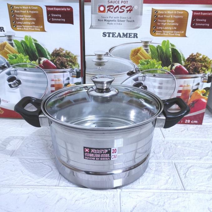 Jual Panci Rosh Sauce Pot Steamer Kukus Kukusan Stainless 20 22 24 26 28 Cm Shopee Indonesia 2719