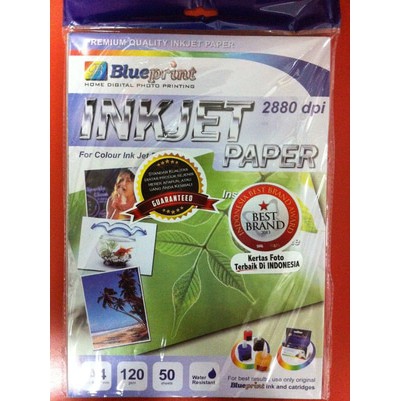 Jual Kertas Foto Inkjet Paper A4 120 gram Blueprint Photo Paper BP ...
