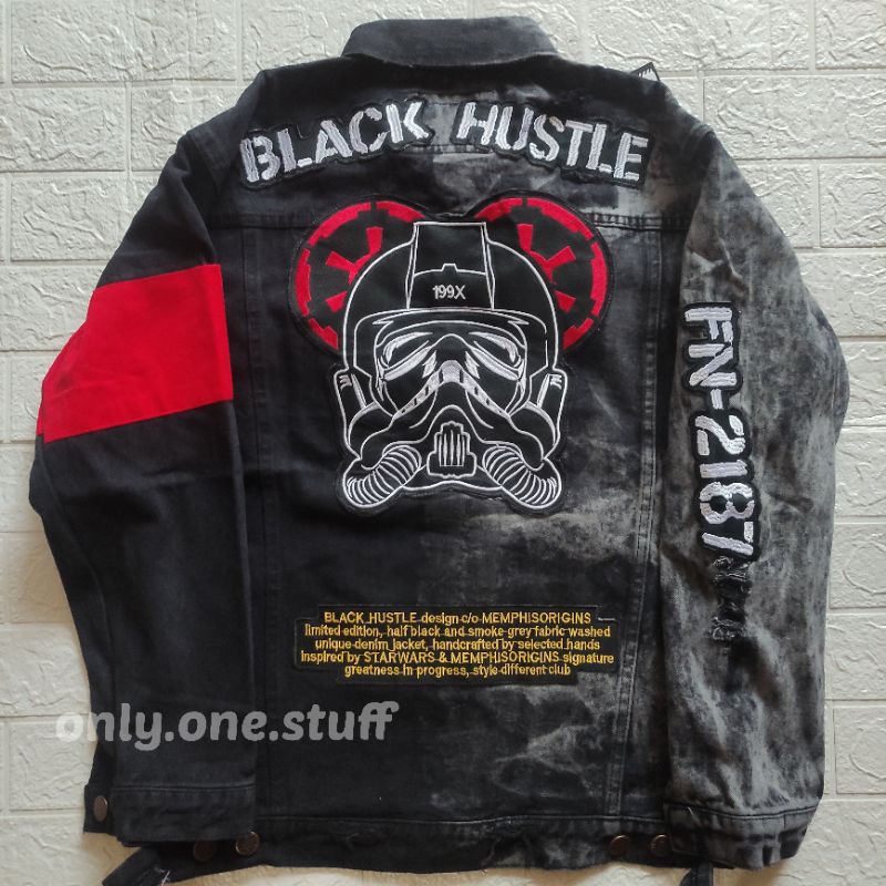 Jual DENIM RIPPED JACKET - BLACK HUSTLE | Memphisorigins | Shopee Indonesia