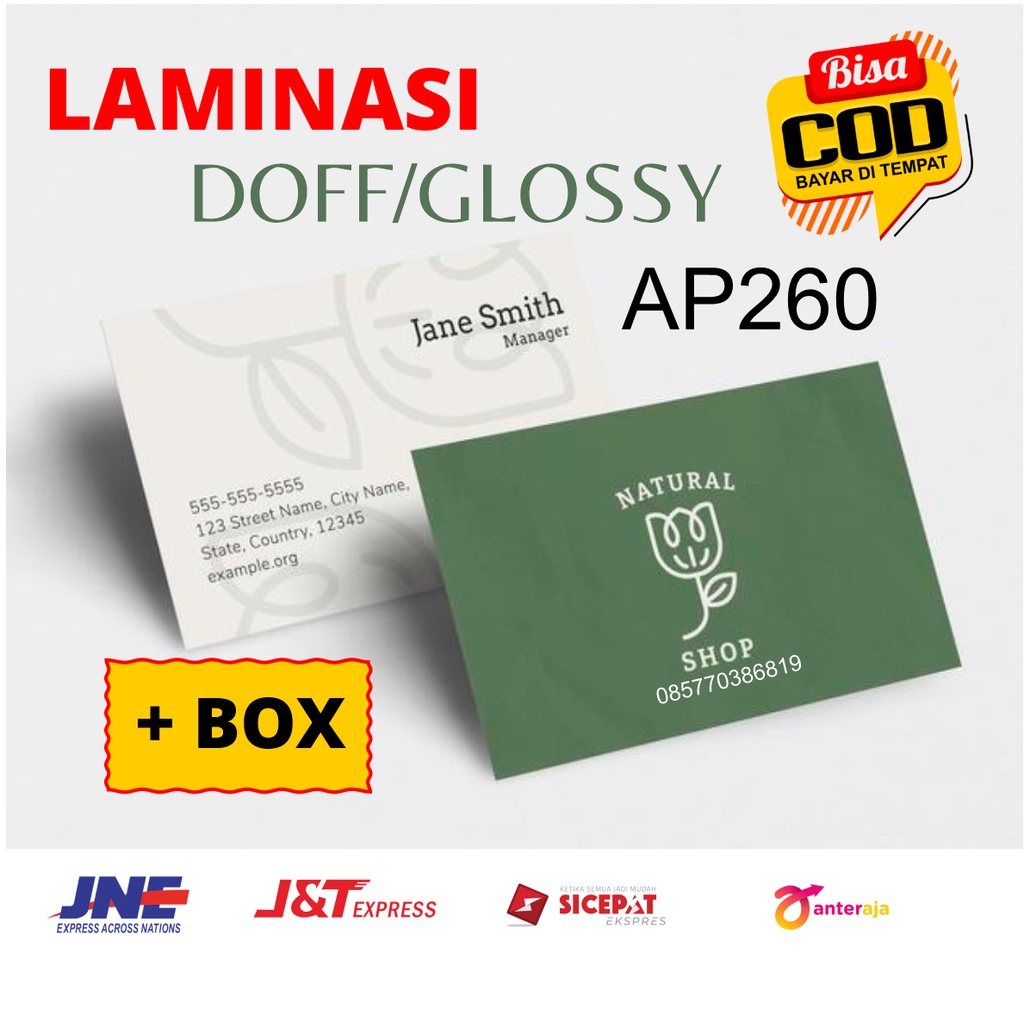 Jual Kartu Nama Olshop Custom Laminasi Cetak Idcard 1 Atau 2 Sisi