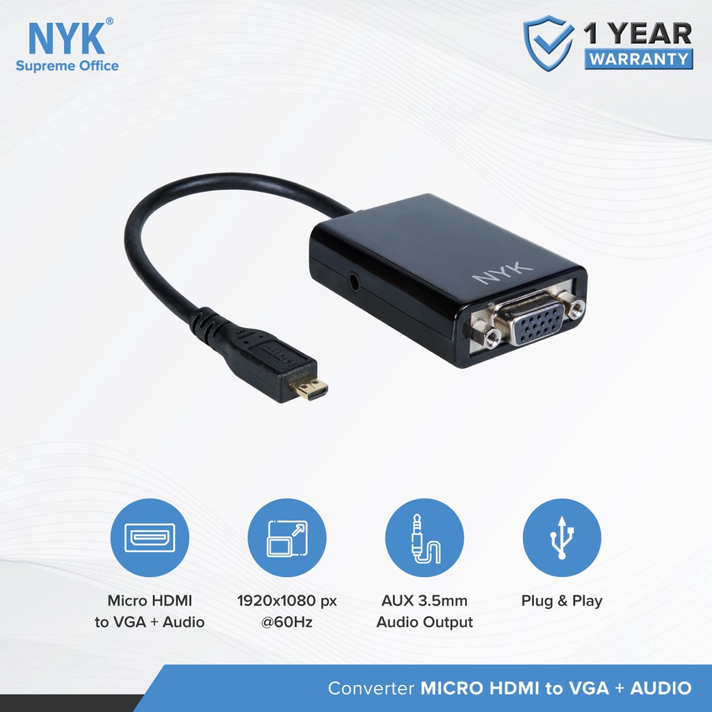 NYK Kabel Converter Micro HDMI TO VGA+Audio COD (2)