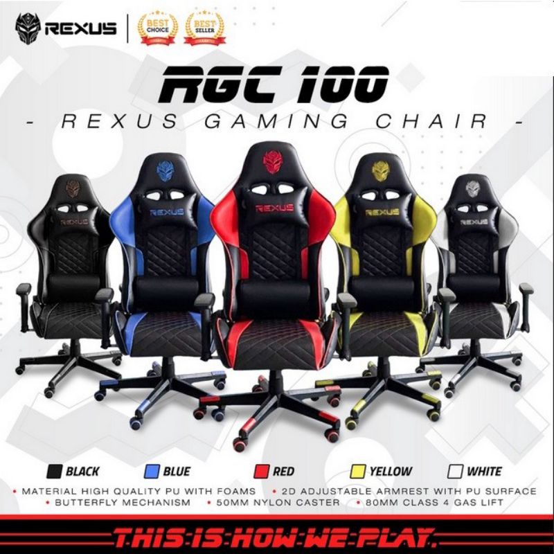Jual REXUS GAMING CHAIR RGC 100 - KURSI GAMING REXUS RGC-100 | Shopee ...