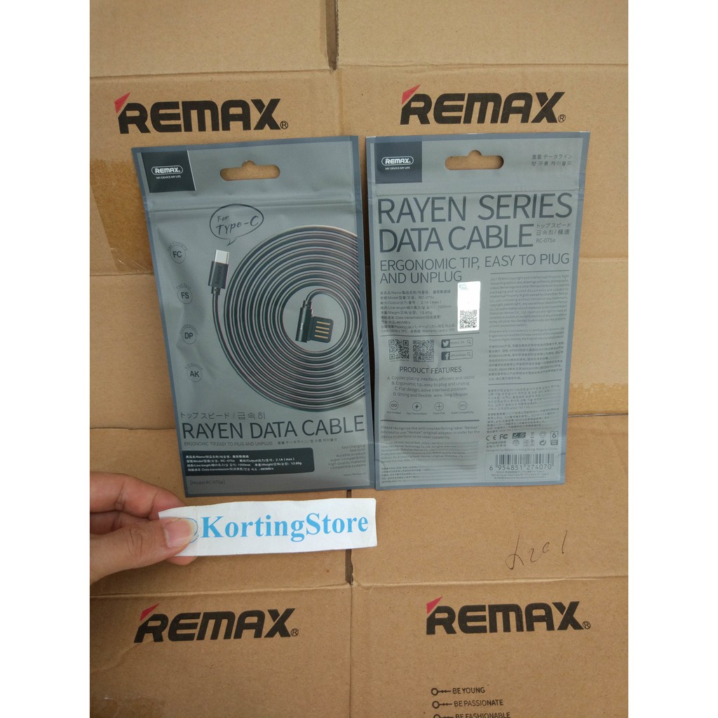 Jual Kabel Data Remax Rayen Fast Charger USB Type-C RC-075a | Shopee ...