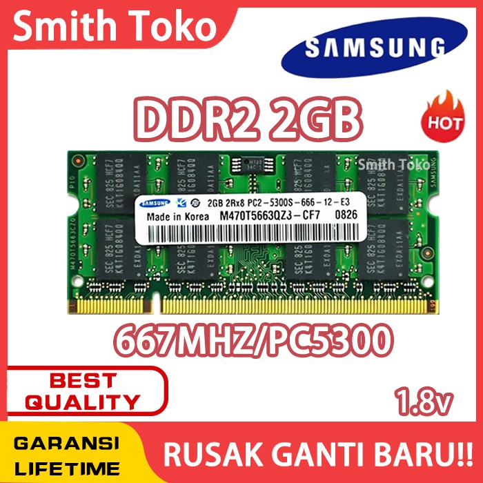 Jual Ram Samsung Laptop Ddr2 2gb Pc6400 800MHZ PC5300 667MHZ