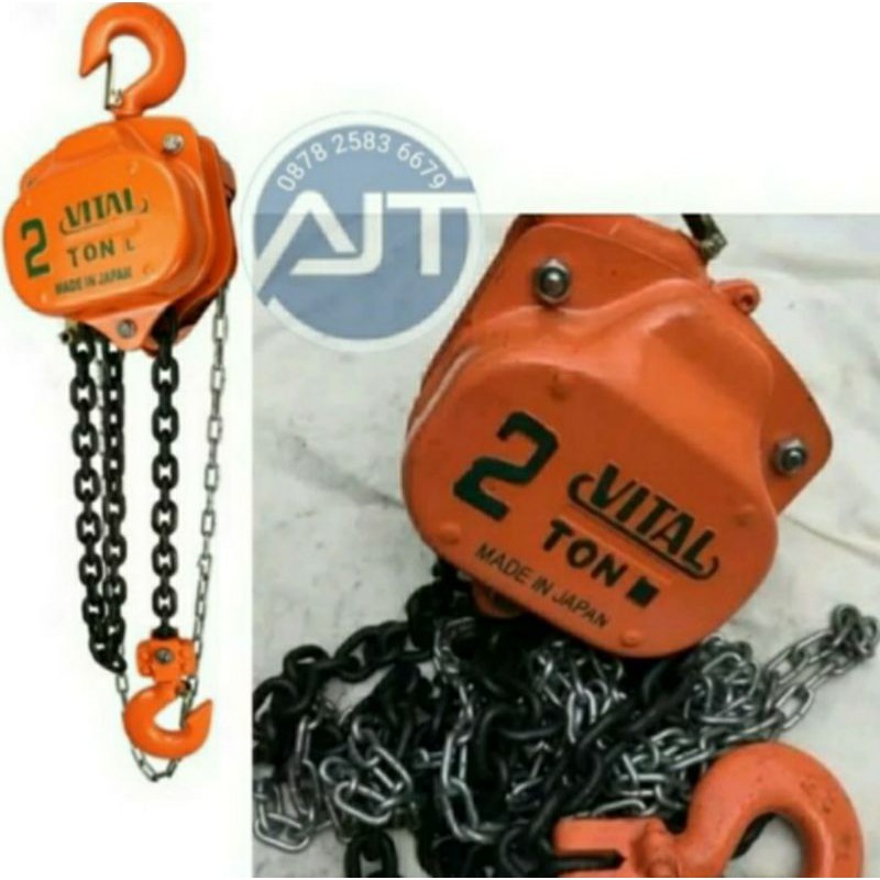 Jual Chain Block VITAL 2 Ton x 10 Meter Takel Hand Cen blok Pulley