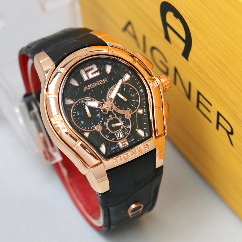 BISA COD PREMIUM Jam Tangan Pria AIGNER Chrono dan Tanggal Aktif Free Box Baterai New Model