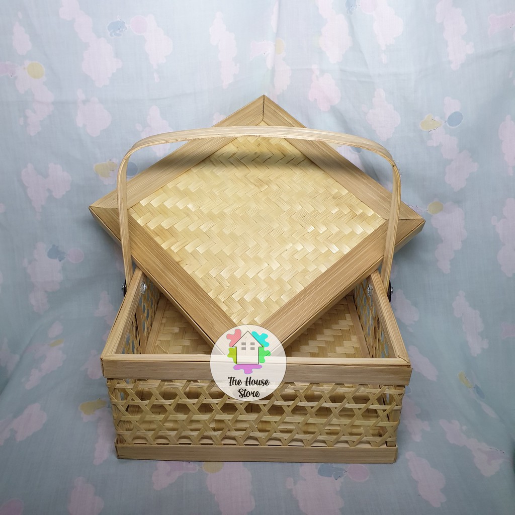 Jual RANTANG KOTAK ANYAMAN BAMBU 20CM SATU SUSUN / KOTAK HAMPERS ...