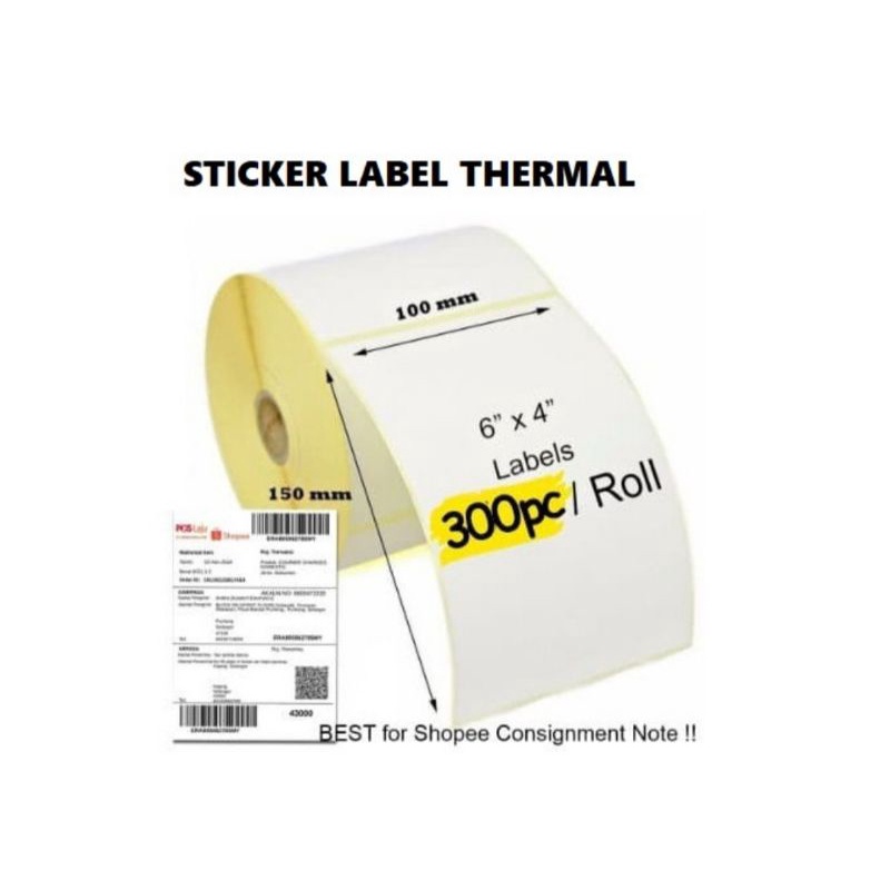 Jual STICKER LABEL THERMAL 100 x 150 MM | Shopee Indonesia