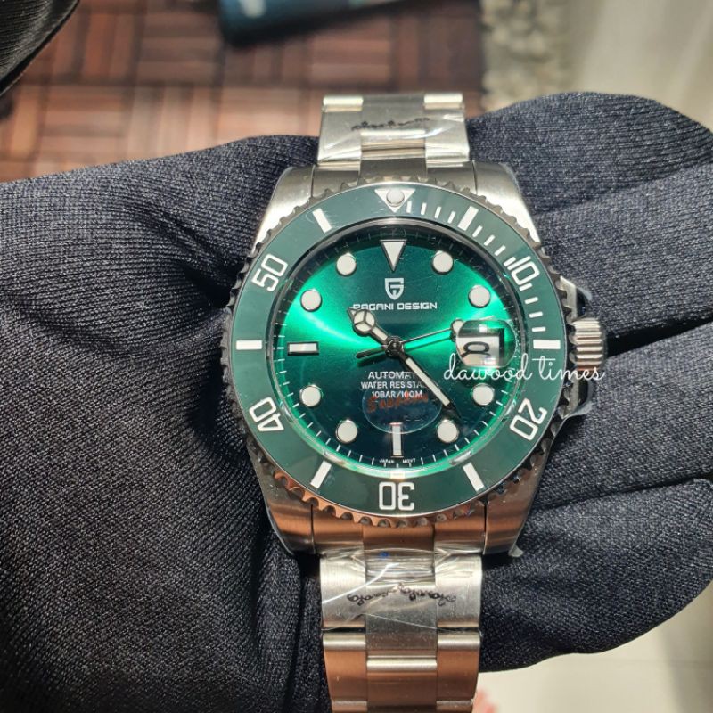 JAM TANGAN PAGANI DESIGN HOMAGE ROLEX SUBMARINER GREEN HULK