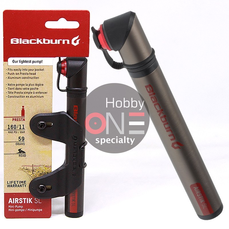 Pompe à Vélo Blackburn Airstik SL – Ultra-légère 59 G, Tête Presta Uniquement, Aluminium, Support De Cadre Sous Porte-bidon