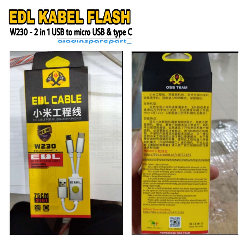 Jual EDL KABEL FLASH W230 - 2 IN 1 OSS TEAM | Shopee Indonesia