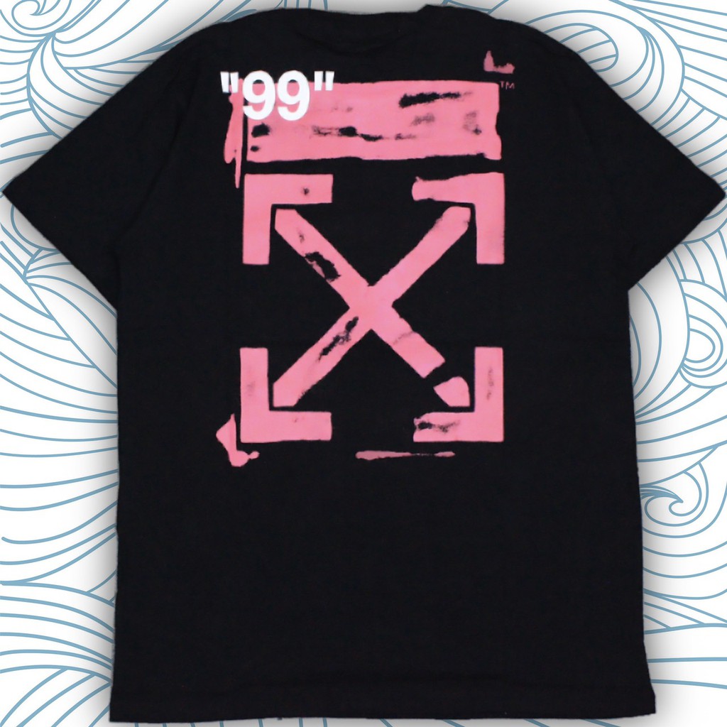 T SHIRT KAOS OFF WHITE IMPRESSIONISM DIAG STENCIL BLACK WHITE MIRROR PREMIUM