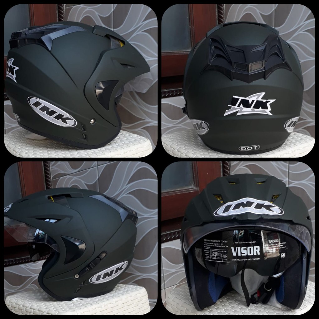Jual HELM BASIC INK DOUBLE VISOR TYPE T1 WARNA HITAM DOF GOOD QUALITY