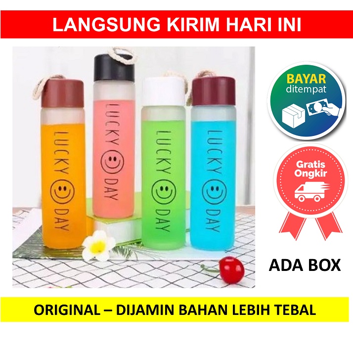 Jual Botol Minum Kaca Lucky Day Happy 400mL 400 mL Box Doff Tempat Anak ...