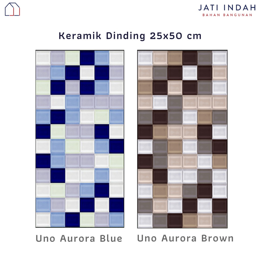 Jual Keramik Dinding 25x50 Cm Uno Aurora Blue And Brown Motif Kotak 1 Dus