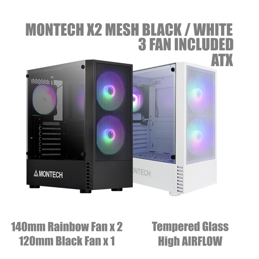 Jual Montech X2 Mesh Tempered Glass - ATX Gaming Case | Shopee Indonesia