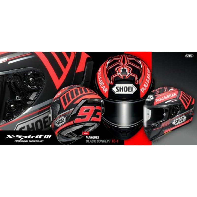 Jual Helm Shoei X Spirit 3 Marc Marquez Black Concept TC-1