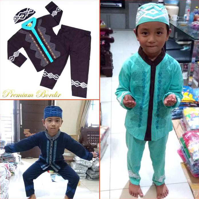 Jual PAKAIAN MUSLIM ANAK BORDIR BAJU SETELAN KOKO GAMIS ANAK ELEGAN
