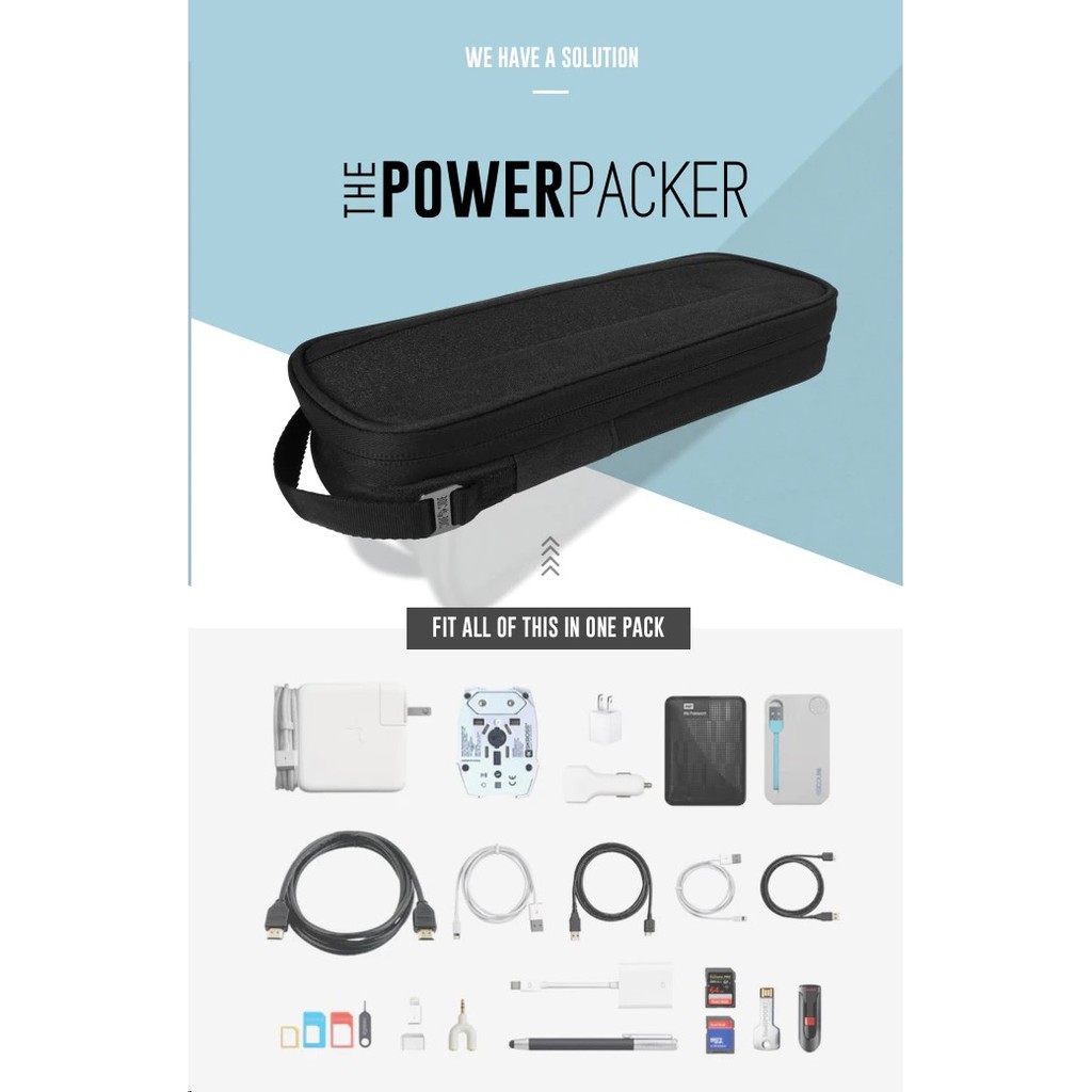 Jual Kickstarter power packer by side by side tech travel organizer
