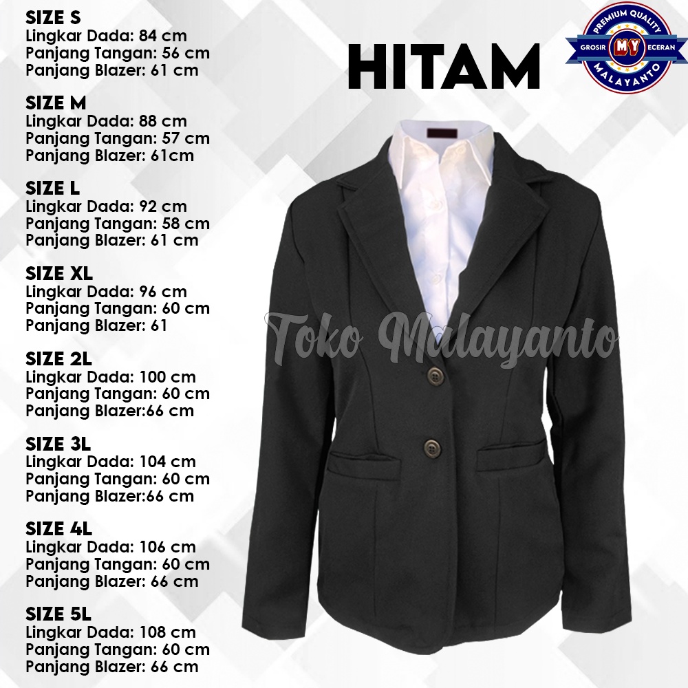 Jual Blazer Wanita Jas Kerja Kantor Blezer Cewek Pakaian Formal Kantoran Dewasa Jumbo Kain Wol