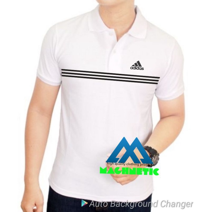 Jual Polo Shirt Kaos Kerah Katun Adidas Strip Bergaris Shopee 