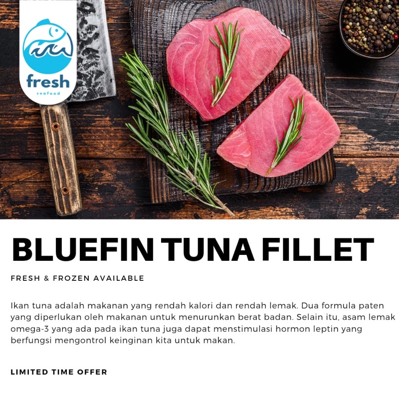 Jual TUNA BLUEFIN FILLET 1kg | Shopee Indonesia