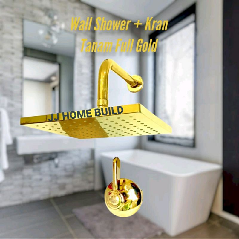 Jual Wall Shower Set Gold Shower Dinding Paket Kran Tanam Kuningan ...
