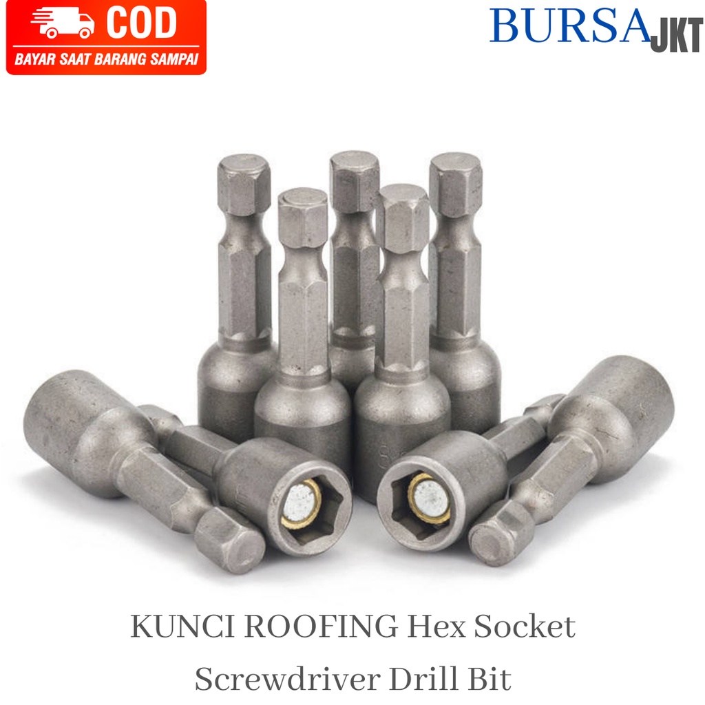Jual MATA BOR ROOFING 8mm x 65mm Magnetic Screwdriver Bit hex socket ...