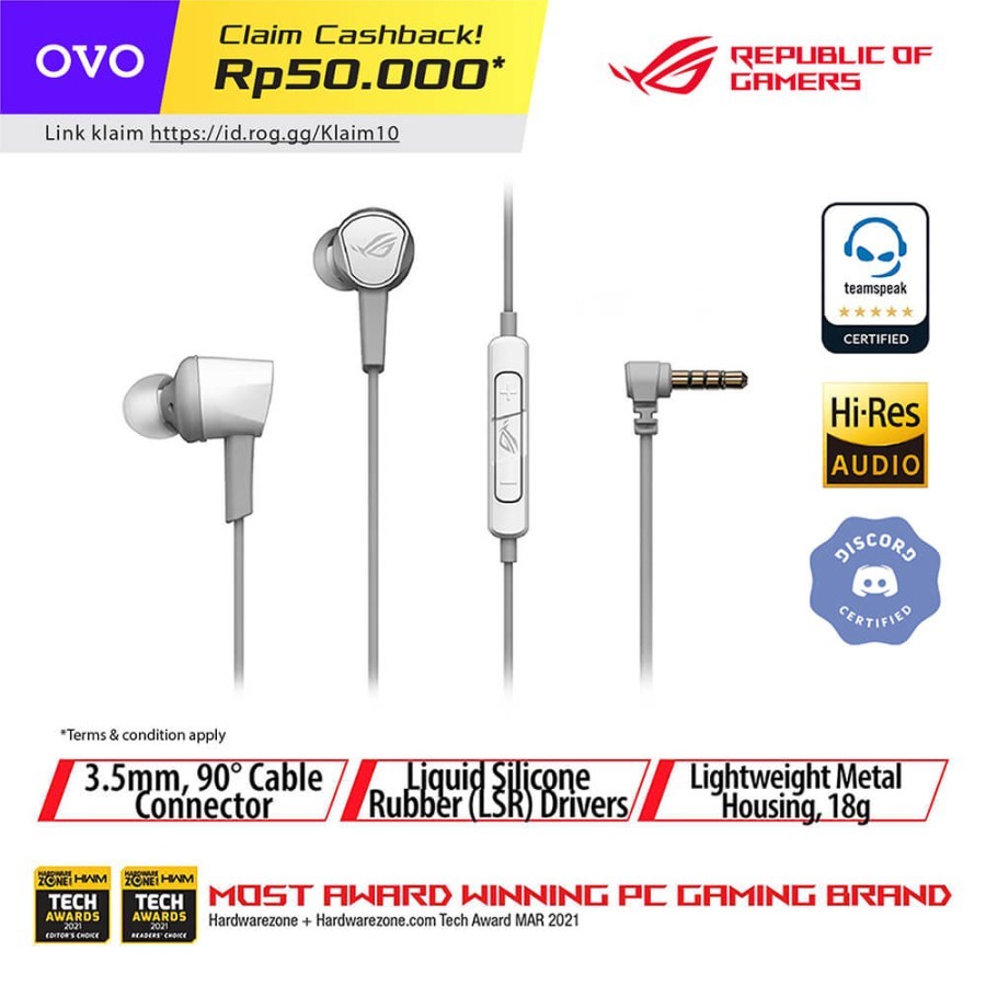 Jual Earphone Gaming Asus ROG Cetra II Core Moonlight | Shopee Indonesia