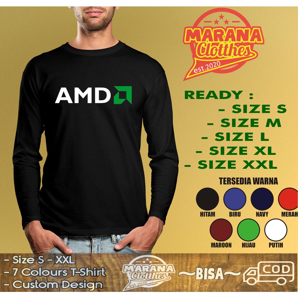 Jual KAOS BAJU AMD LENGAN PANJANG KAOS PERUSAHAAN PROCESSOR Shopee