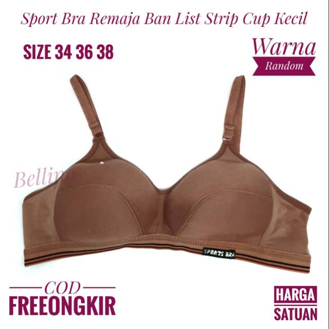 Jual Bellino Sport Bra Remaja Model Ban List Strip Tanpa Kawat Size Cup Kecil Kait