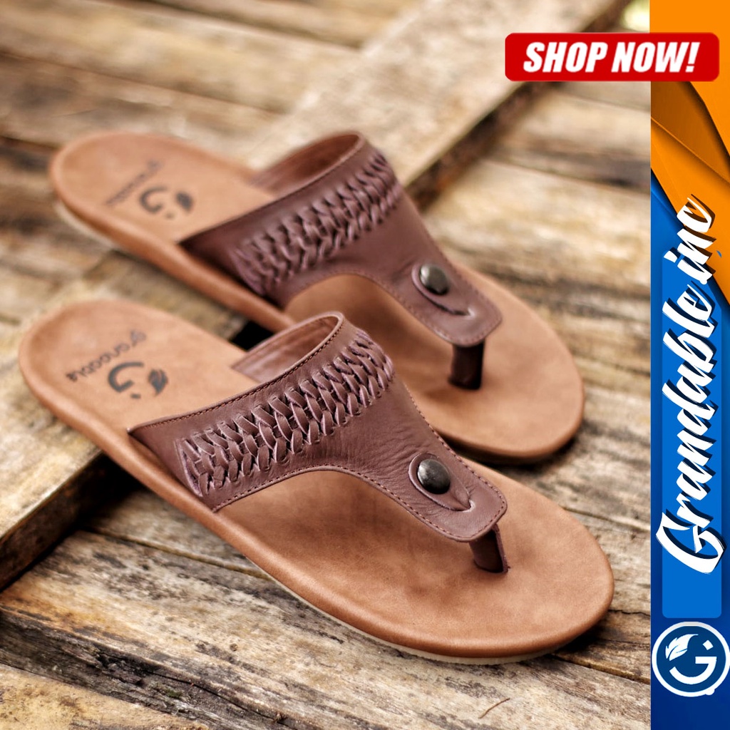 Jual GRANDABLE CLOVER Sandal Jepit Original Kulit Asli Sandal Jepit