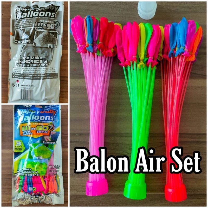 Jual (Harga 1 Bungkus Isi 3 Set) Balon Air/Water Balon/Mainan Balon Air ...