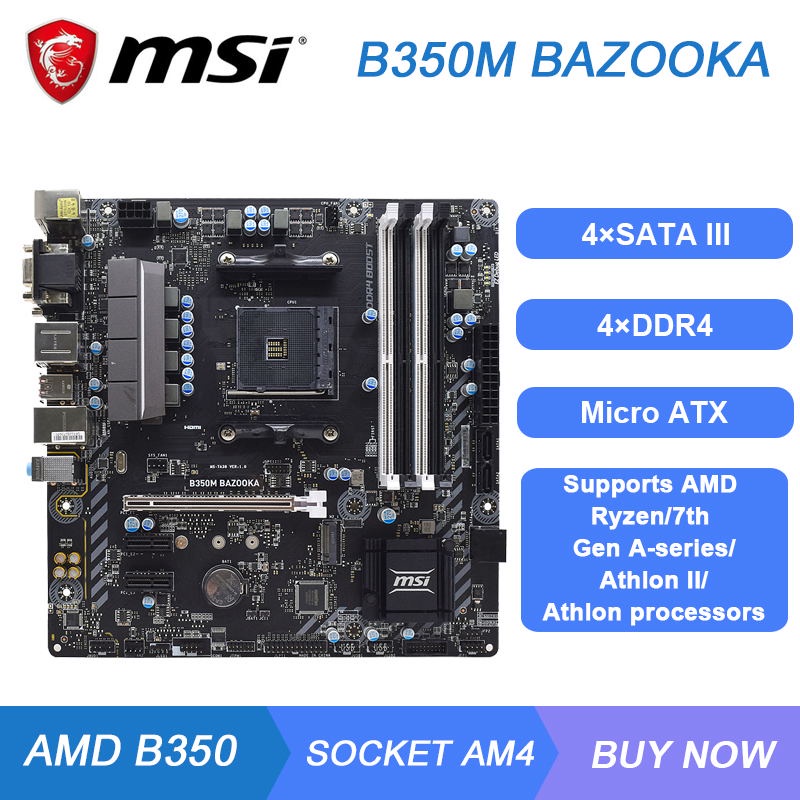 Jual PREORDER B350 AM4 Motherboard MSI B350M BAZOOKA Motherboard AM4 ...