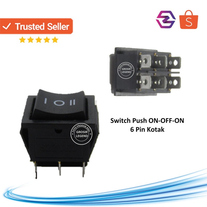 Jual Saklar push switch button tekan on off on kotak hitam kaki 6 pin ...