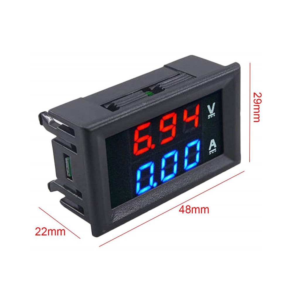 Jual Digital Voltmeter Ampere meter DC 0-100V 10A Dual Display ...
