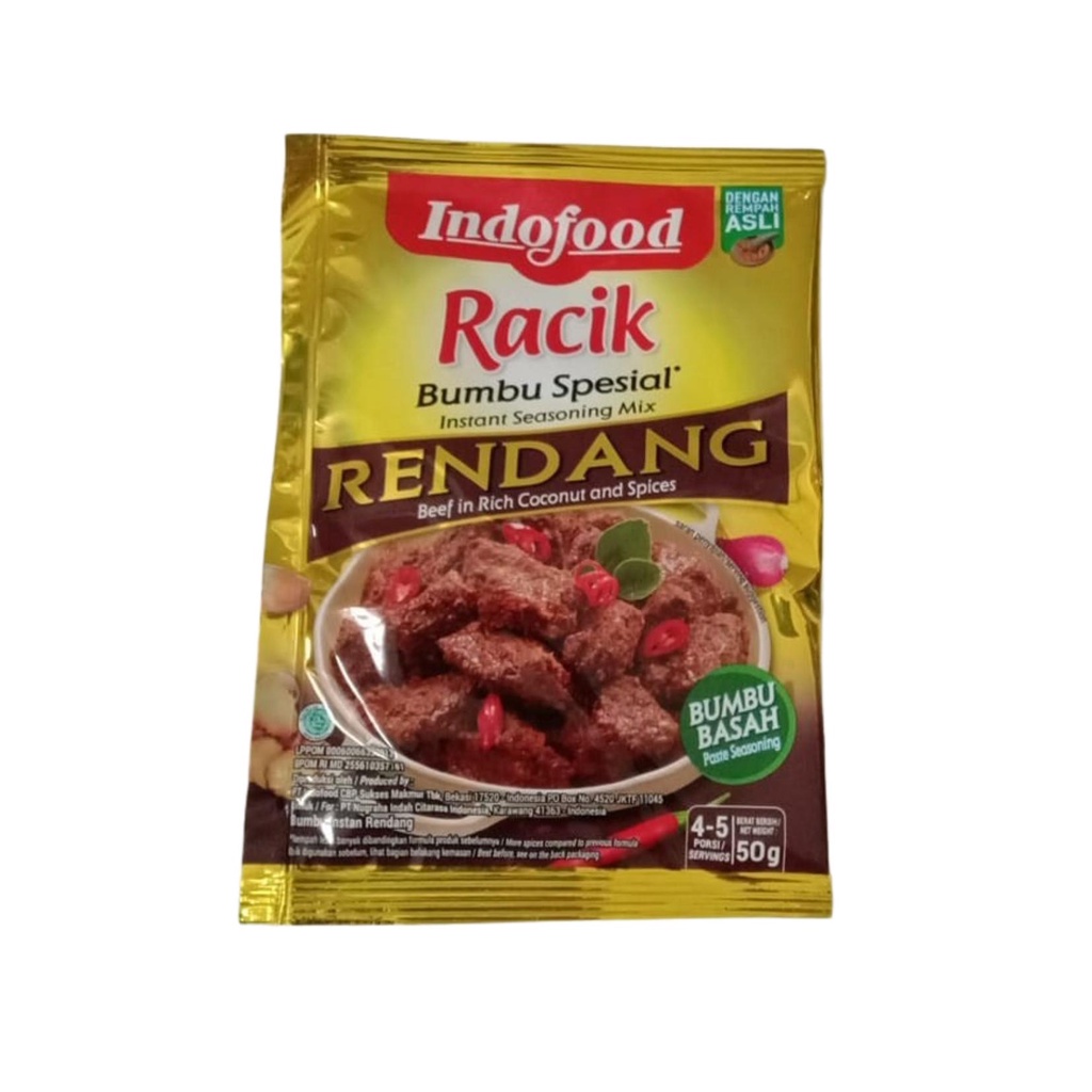 Jual Indofood Bumbu Racik Basah 45gr Rendang / Gulai / Kare / Opor Ayam ...