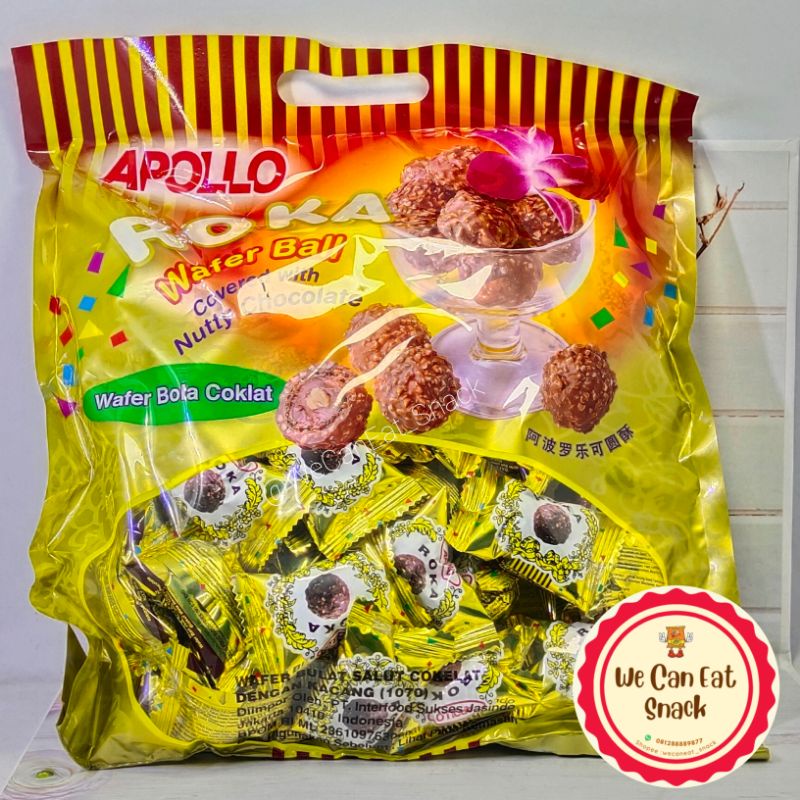 Jual Apollo Roka Coklat isi 50 pcs 300gr Wafer Bulat Balut Kacang ...