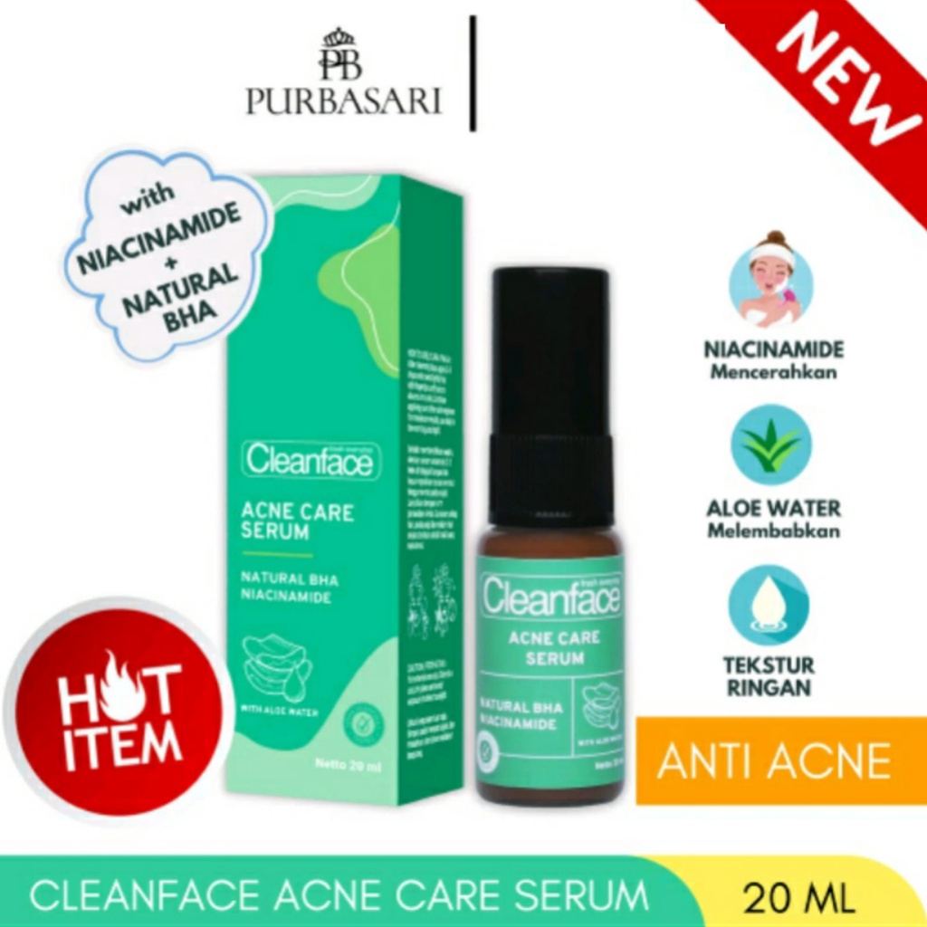 Jual CLEAN FACE ACNE CARE SERUM UNTUK KULIT BERJERAWAT ( HIJAU