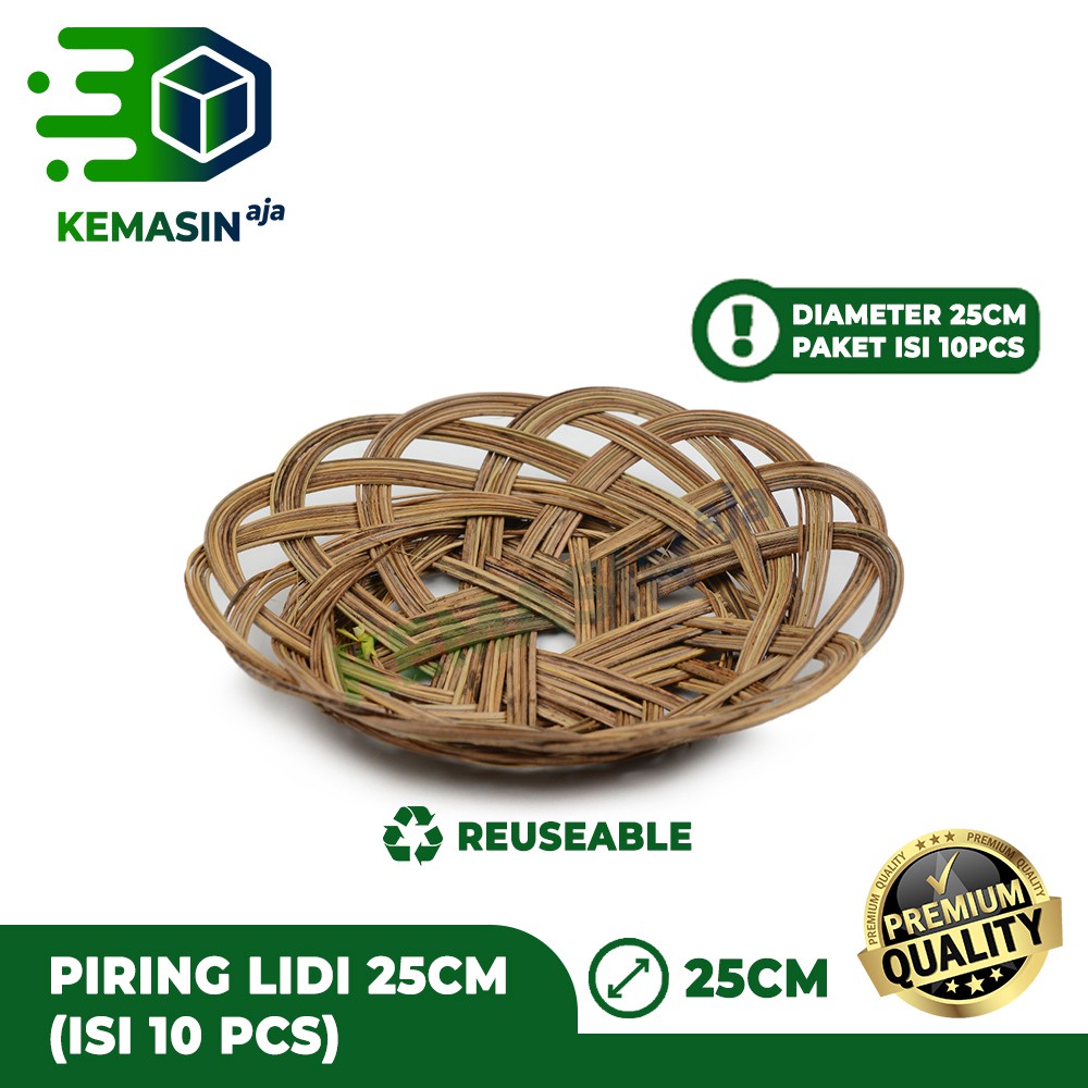 Jual Piring Lidi Anyaman Rotan Bambu Diameter 25cm Isi 10 Pcs