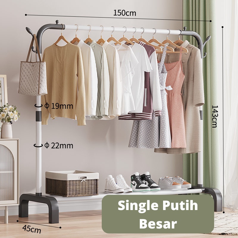 Jual Depan Megam Rak Gantungan Baju Jemuran Stand Hanger Double Rak