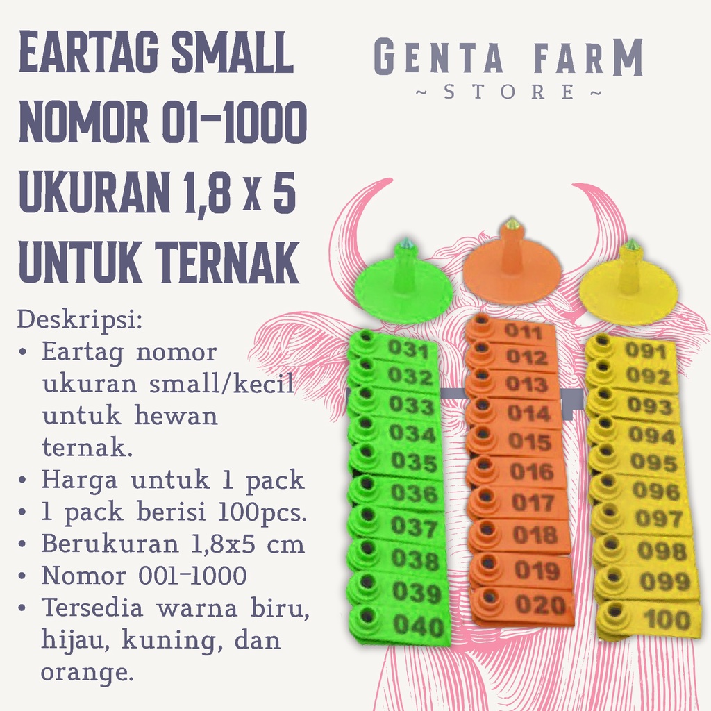 Jual Eartag Nomor Small Ukuran 1.8x5cm Ear Tag Sapi Kambing Domba Babi ...