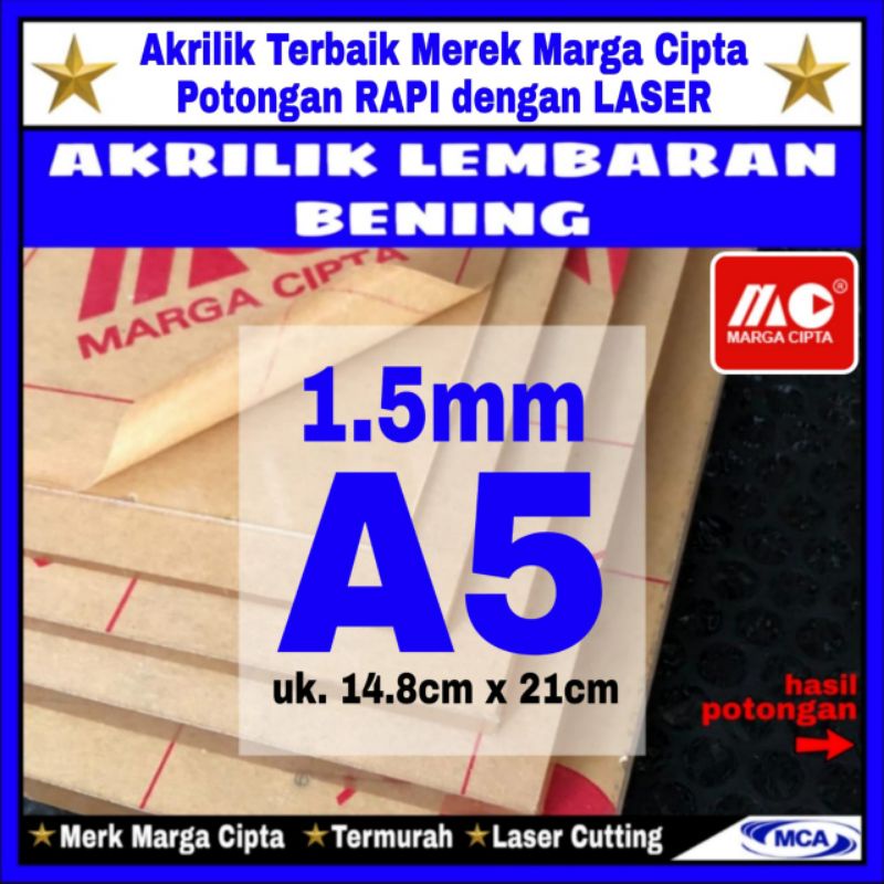 Jual AKRILIK Lembaran 1.5mm A5 / Akrilik Bening / Marga Cipta / Acrylic ...