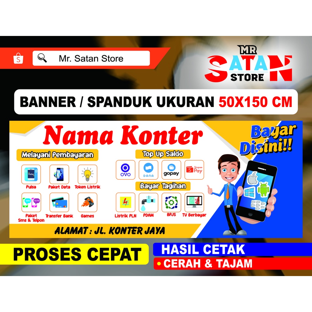 Jual Spanduk Konter Banner Pulsa - Ukuran 200x80 Kode S3 | Shopee Indonesia