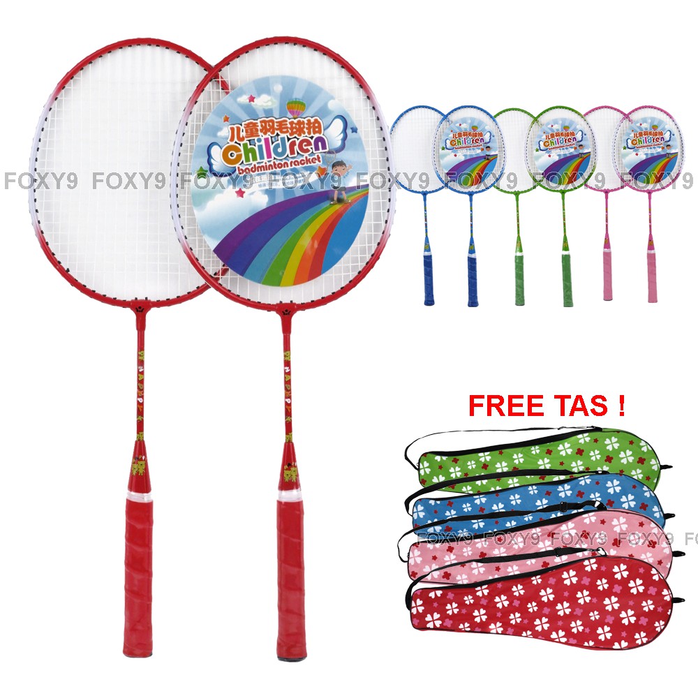 Jual RAKET BULUTANGKIS / RAKET BADMINTON ANAK ISI 2 PCS FREE TAS ...