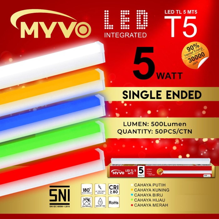 Jual Lampu TL Neon T5 LED 5W 30cm Tube Warna Warni SNI | Shopee Indonesia