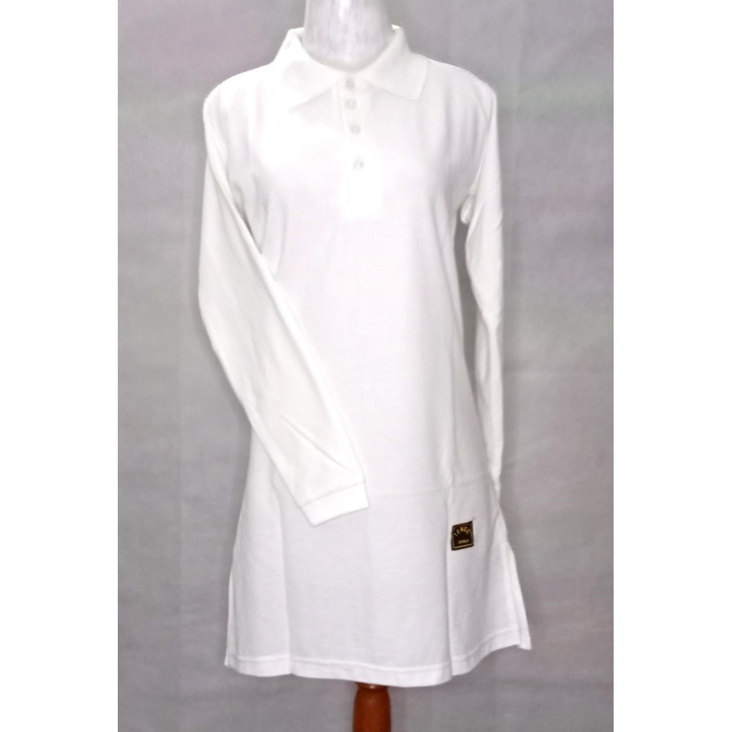 Jual S-XL Kaos Polos Tunik Polo Muslimah Putih Syari/Seragam Olahraga