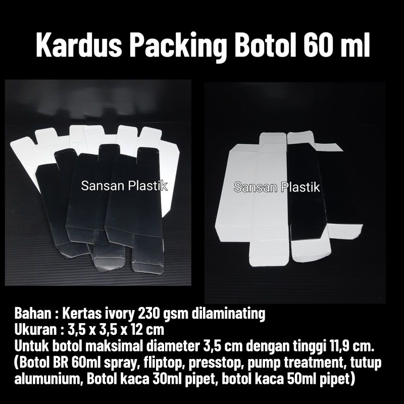 Jual Kardus Botol 60 ml / Box Packing Botol 60ml / Kardus 3,5x3,5x12 cm ...