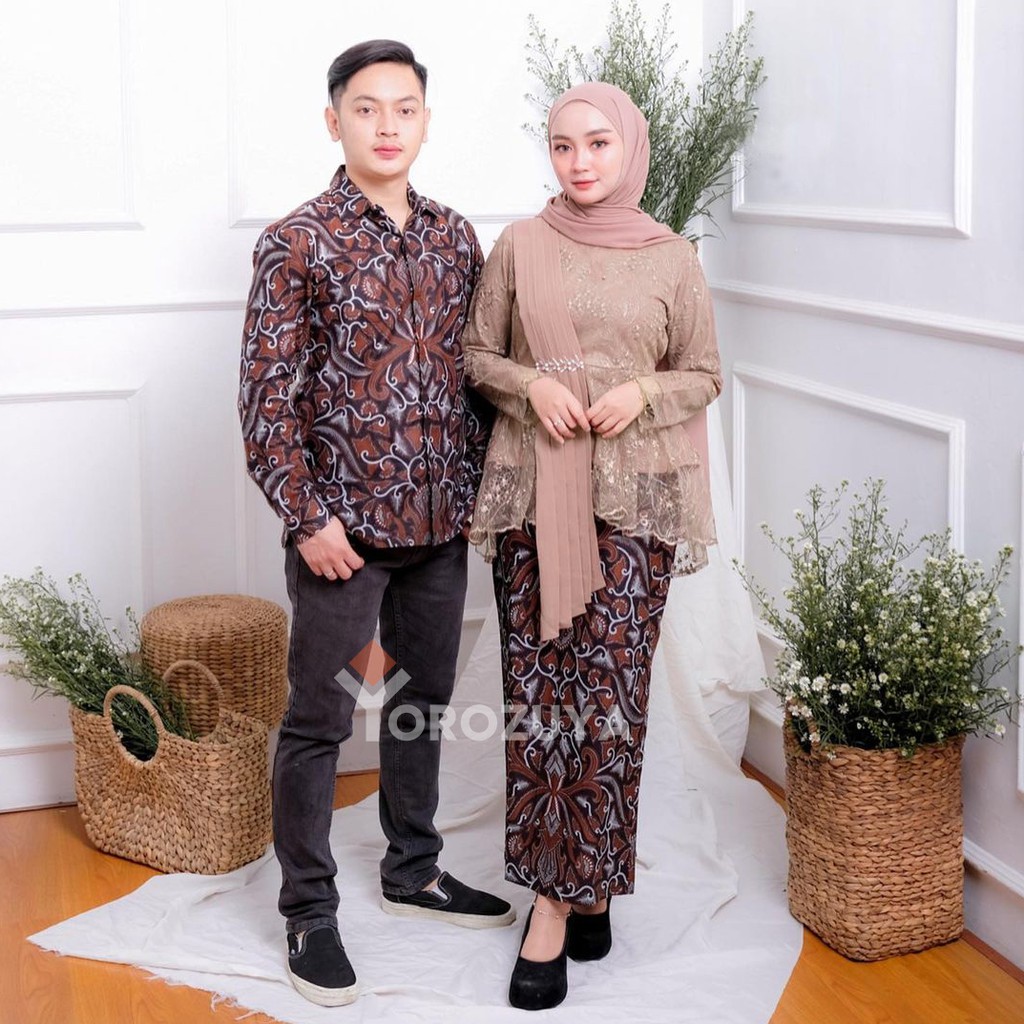 Jual Batik Couple Kebaya Modern Kebaya Tunangan Lamaran Baju Wisuda Batik Brukat Terbaru 5008