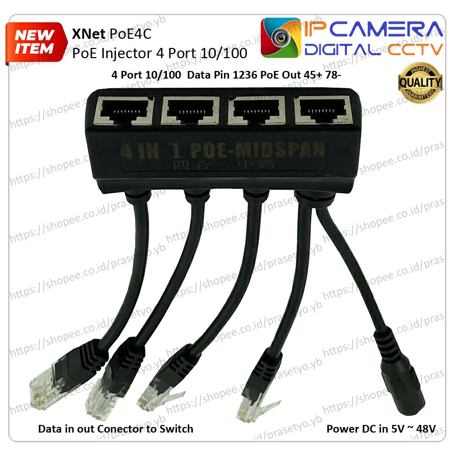 Jual POE Injector 4 Port 10/100 | Shopee Indonesia